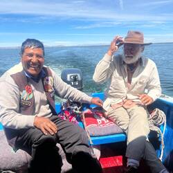 Alain has pinched Felix's hat...