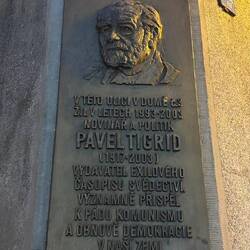 Czech writer, publisher, author and politician. Plaque in the Jewish Quarter.