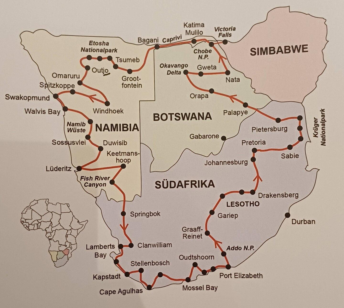 ein Überblick der geplanten 61-tägigen Reise