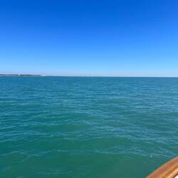 Entering Tampa Bay. Sunshine Skyway Bridge in the distance.