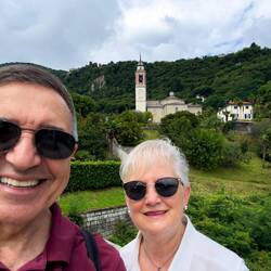 Chiesa di San Giorgio from the bridge — Cannero Riviera, Italy.