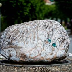 Stone art in Cannobio, Italy.