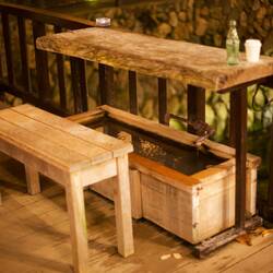 Hot spring foot baths at Ginzan Onsen for anyone to use