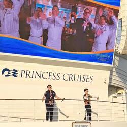 Our English and Japanese cruise directors leading the dance! (They are both EXCELLENT!)