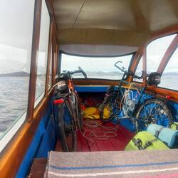 Taking the bikes across to the next peninsula