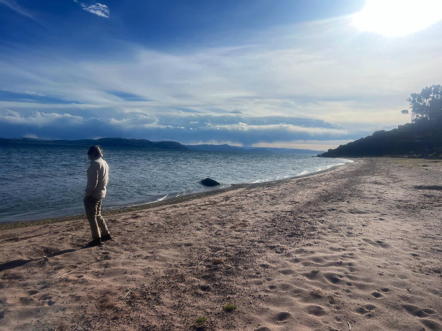 Admiring Lake Titicaca