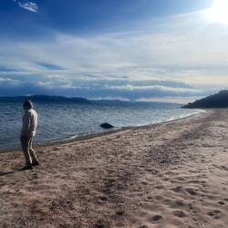 Admiring Lake Titicaca