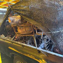 This made me cry with anguish and human shame - pigs stacked in tiny crates on a truck on the ferry