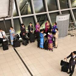 Die Crew des Langstreckenfluges nach Frankfurt