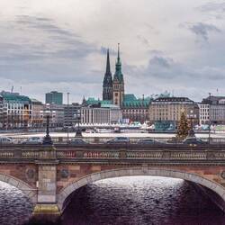 Arriving in Hamburg on the train.