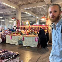 Dan not impressed with the churchkela in the Green Bazaar