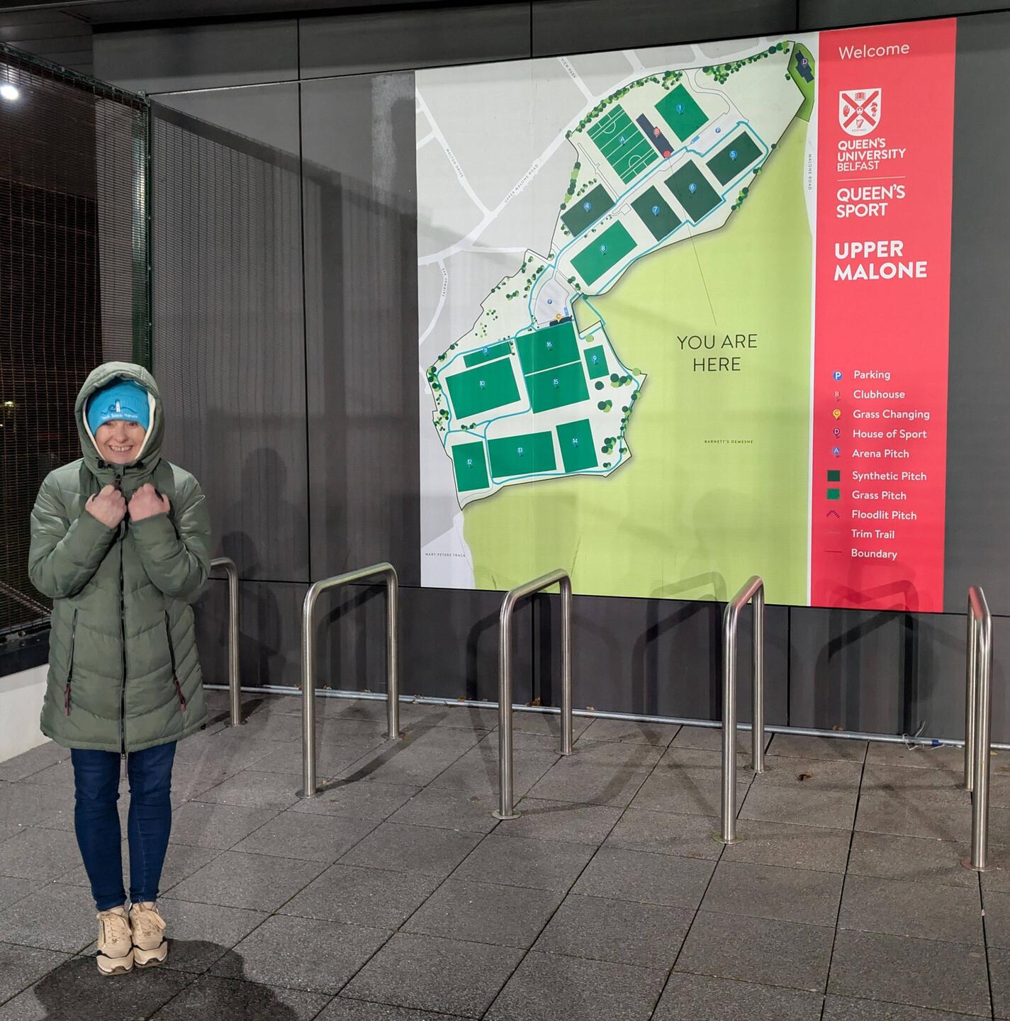 Michelle was feeling colder than I was at the game.