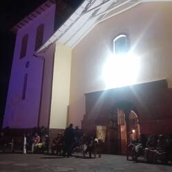 Gathering outside the church for the bonfire