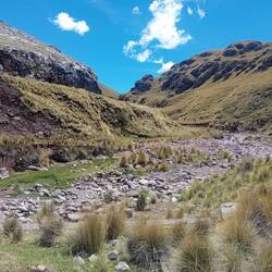 This part of Peru is not in the wet season, as this dry river bed shows