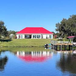 Red riverside residence