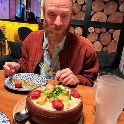 Sinori at Bar Sinori (rolled lavash under cheese and potatoes)