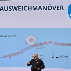 Hier sieht man das falsche Manöver, als der Eisberg gesichtet wurde.