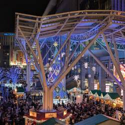 Night time at the Christmas Market outside of Hakata train station
