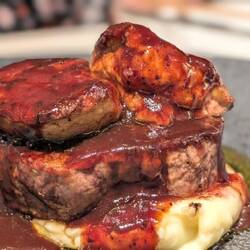 Steak with fois gras at a French restaurant