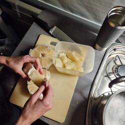 Auch hier gibt es Pomelos. Man kann schliesslich nicht nur Ungesundes essen.