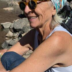 Taking a long think whether she should jump into this freezing water