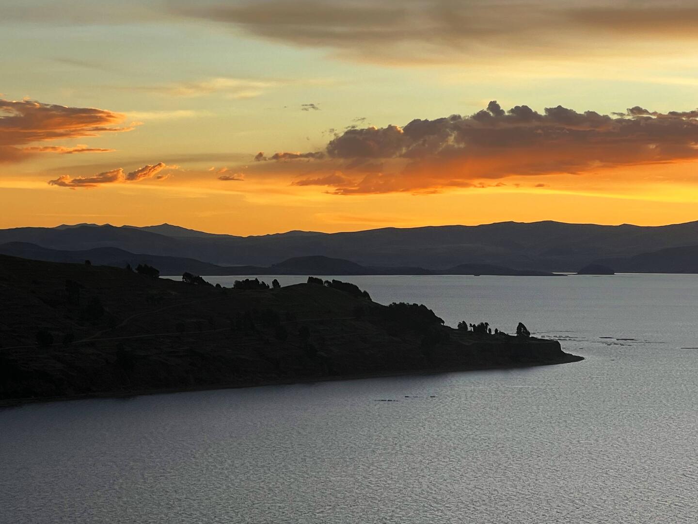 Sunset over lake Titicaca