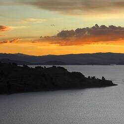 Sunset over lake Titicaca