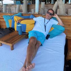 Gearing up to swim for fishes. Lanyard? Check!