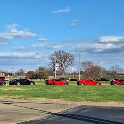 Corvette Besitzer celebrieren ihren Besuch im Museum
