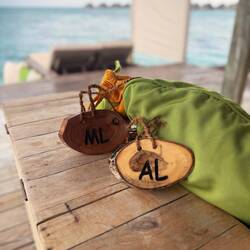 Our island plates for the week. Took them off our "hogs" and they are coming home with us!