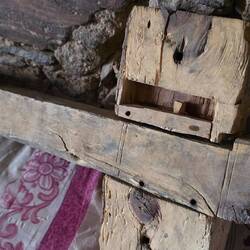 A Berber lock. Pins fall from above into the lock blocking it. A key of bronze lifts these pins