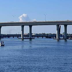 There are 3 bridges here; NW Dixie Hwy drawbridge, FEC Railroad swingbridge, US-1 Federal Highway