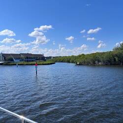 Another sharp right turn into the Loblolly Marina at Hobe Sound