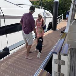 We're docked, and Preston makes Leland Louise wait so that Nina gets the first hug. What a man!