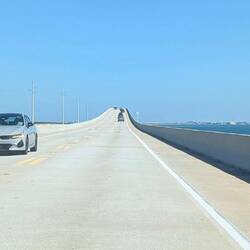 Shot by Rosie as we cross the 7-Mile highway bridge northbound with Knight's Key in the distance