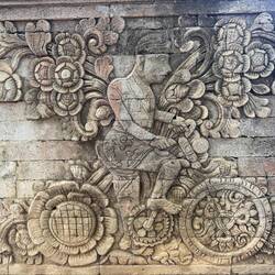 Pura Maduwe Karang Temple and carving, immortalising the bicycle brought by the Dutch