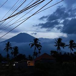 Mount Agung at dusk, seen from Amed