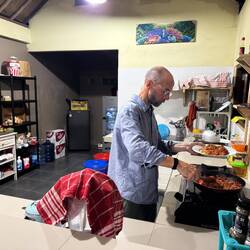 The outside kitchen at our home stay in Les