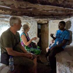 In a slave holding room. Up to 75 people held here!