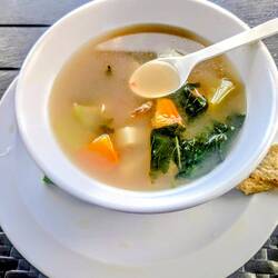 Mittagspause, gscheide Fleischsuppn