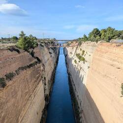 Corinth Canal - 90m deep, 25m wide. 6,4km long!