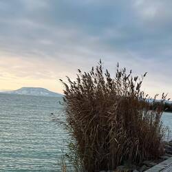Balaton mit Vulkan (nicht mehr aktiv) im Hintergrund