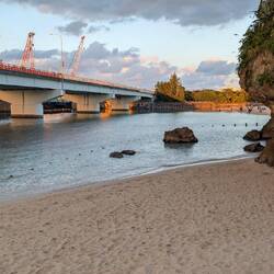 The beach in town is underneath the highway!