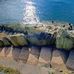 Steps leading down to the water where we watched some locals fish.