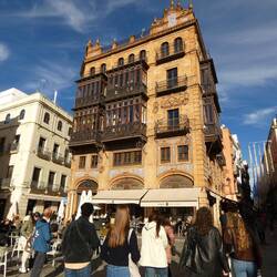 Plaza San Francisco and the start of Calle Sierpes, one of main shopping streets