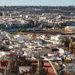 The big circular building is the Plaza de Toro (Bullring)