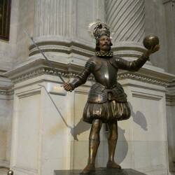 San Ferdinand but I'm sure he is saying "Hello. My name is Inigo Montoya ... prepare to die!"