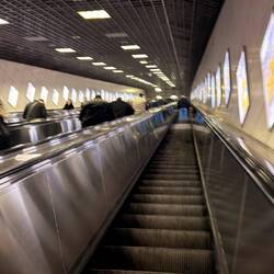 Three long escalator rides to surface