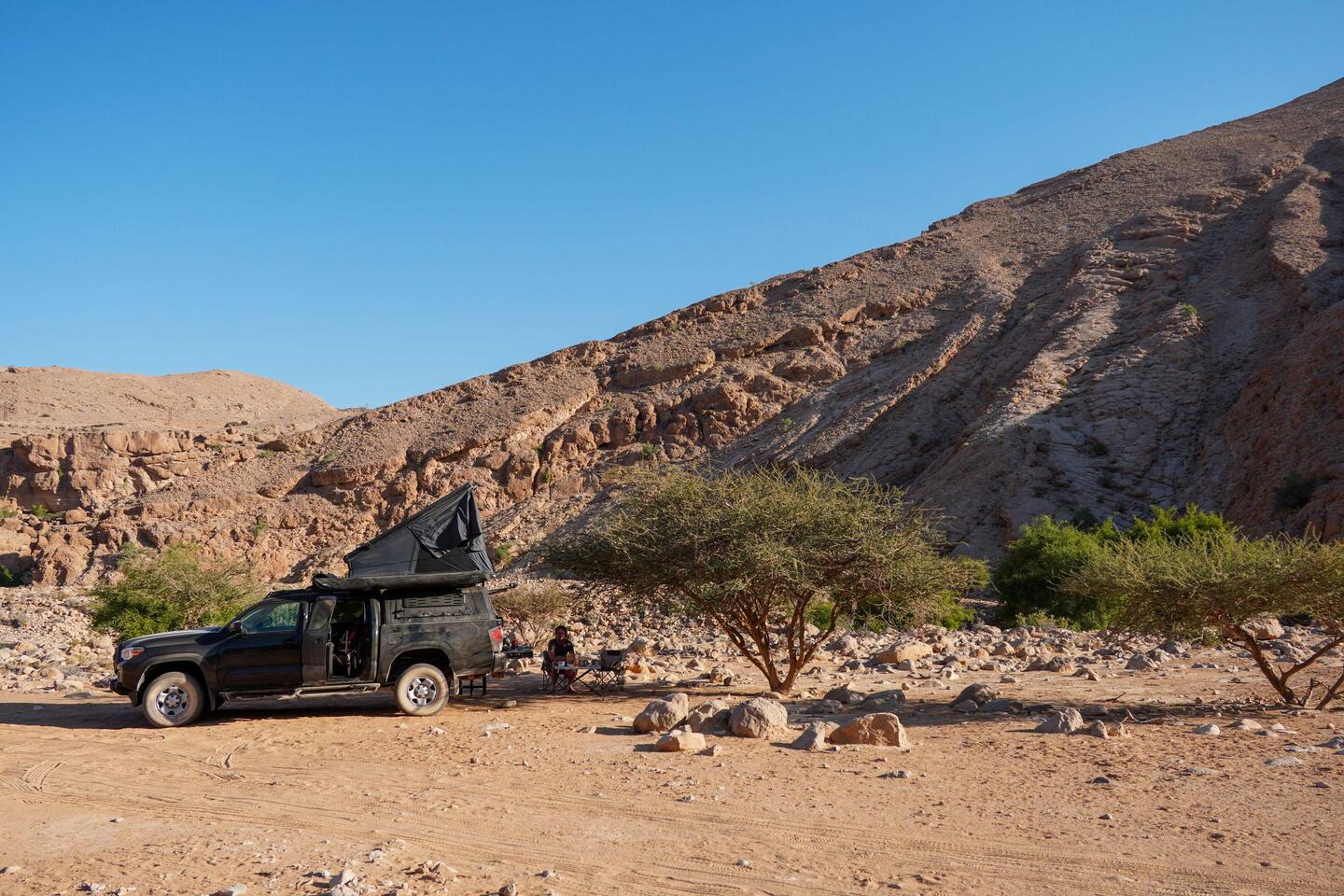 Onze kampeerplek bij een klein dorpje