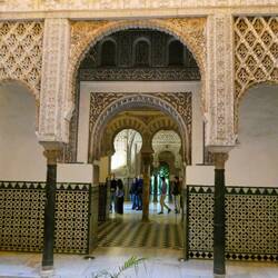 Looking from Patio de las Muñecas towards the public reception rooms